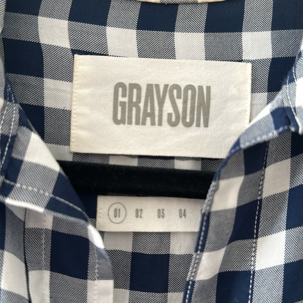 Grayson The Hero Button Down Shirt Long Sleeve Navy Check Sz XS Preppy Western - Picture 5 of 8